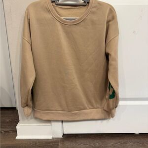 NYC Graphic Oversized Sweatshirt Beige College Style Crewneck